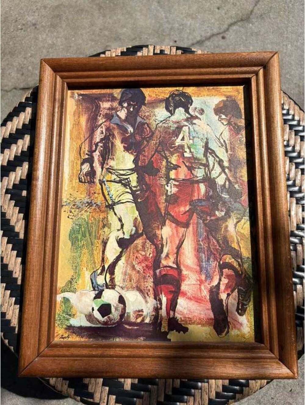 1975 Zansky Framed SOCCER Print, Soccer Players IN ACTION, playing the game